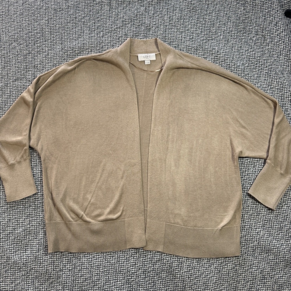 Loft Outlet Womens Tan Open Front Dolman Sleeve Cardigan Sweater Size M Camel